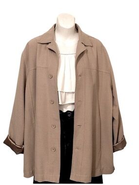 Brigata Tan Beige Micro Suede Lightweight Vintage Button Down Jacket Shacket M